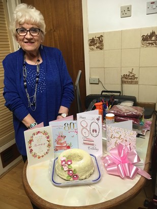 Pat Fisher celebrating her 80th birthday 