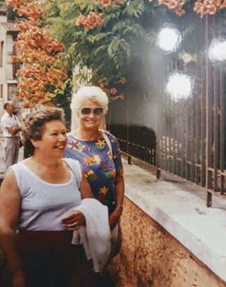 Nan with a lady she met on a coach trip