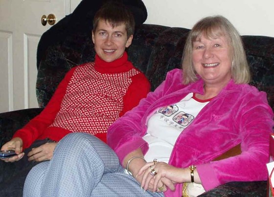 Lisa & Myra taking it easy, with Myra in Pink, her favourite colour