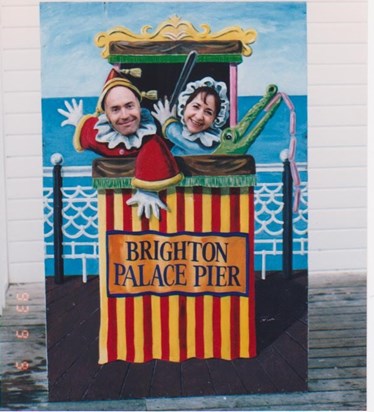 2015-08-16-0211-22  David and I larking about on Brighton Pier