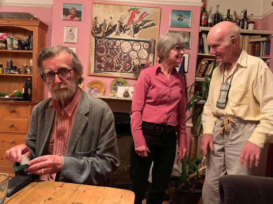 May 2019 a jolly dinner with Bill at Sarah and John’s house with Katy Elwyn