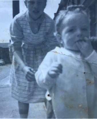 Jan aged 10 with her baby Brother Dougie