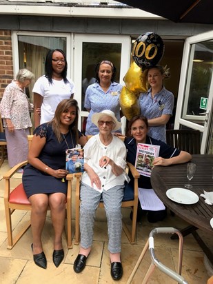 100th birthday - with just some of the team at the  Meadow 