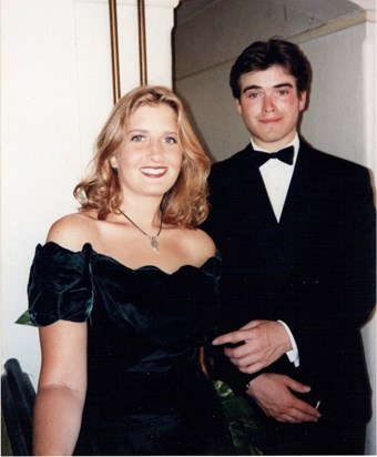 Cath & Tim 6th form Ball...she's laughing because I think I'm James Bond!