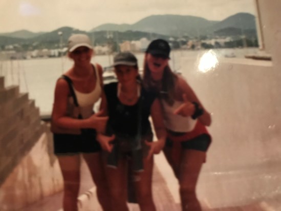 Ibiza 2001 (not sure what we are doing with our hands!)