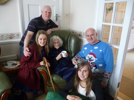 Joyce and family at Christmas time