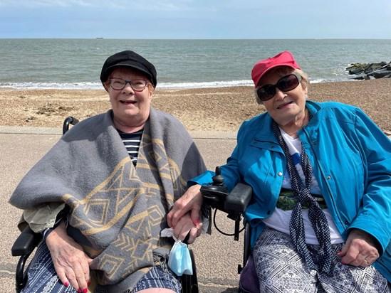 Brenda and Beryl, sisters at the beach just a few weeks ago.