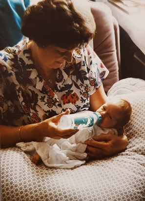 With first grandson, Stephen, May 1992