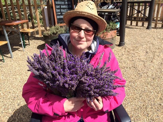 Ali on a day out in 2015 to a lavender farm with Emma Phillips and friends. 2015