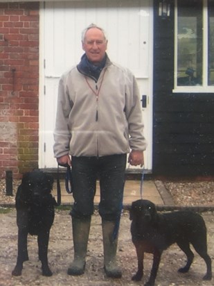 Neil with his beautiful dogs Jet and Tess 