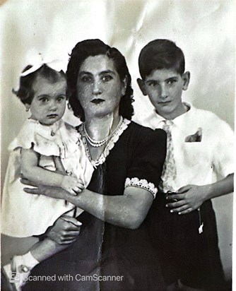 Passport photo with his mum Maria and sister Serafina (Fina)