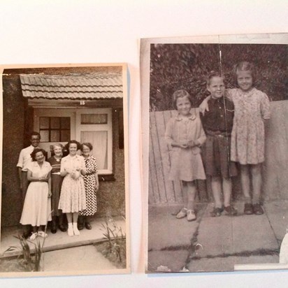 Mum's big sister is the tallest one in the right photo.The left photo is Mum, big sister & brother.