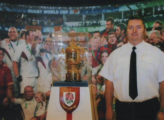 Chris with the Rugby World Cup