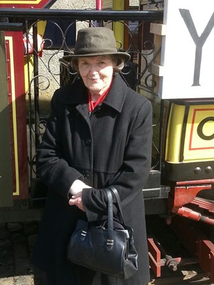 Maud on outing to Crich Tramway museum Derbyshire June 2014