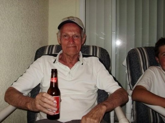 Grandad with a bud in hand on the best family holiday ever xx