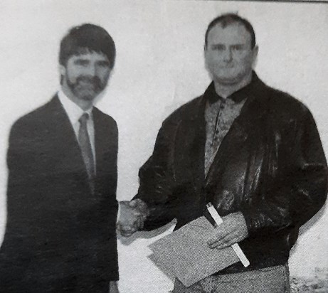 Dad in 1993 receiving his 25 year award from Croda where he eventually stayed for 35 years. Dad really enjoyed his job.