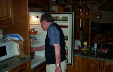 Dad caught raiding the fridge in Spain 2001