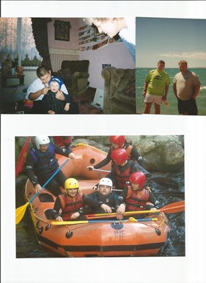 Wayne with baby Mark/ With Dad on the coast /sister Sam water rapid in wales       