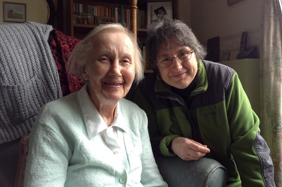 Great-auntie and great-niece in Newton Abbott.  March, 2015.