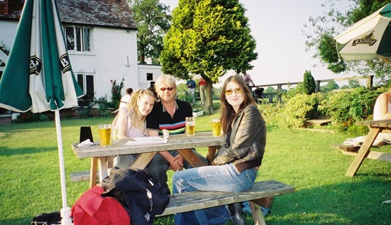 Rowan with Joelle and Al beer garden of The Anchor Inn Barcombe In the late 90s