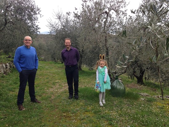 Siena, Da, and the Easter Bunny Helper (Colin). Frozen Tuscany.