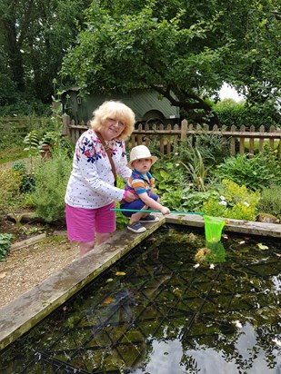 Lynne fishing with Alex