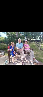 Getting Great Grandma outside to watch Rory play and eat snacks. 