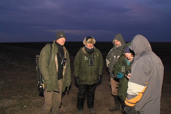 Rich and BSPB and WWT staff in the field early morning of January 2012 in NE Bulgaria