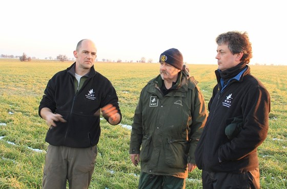 Rich with colleagues from WWT - Brian Morrell, Peter Cranswick in the field in NE Bulgaria - Jan 2011