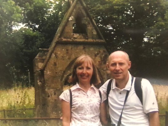 jan and me on a walk over Hagley Hall