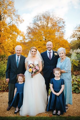 On Rosie and Nick wedding day with the great granddaughters. 