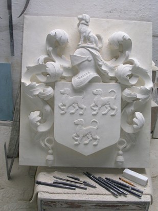 A coat of arms Derek carved in our workshop 2016