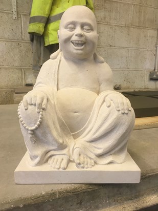 This is my Buddha  Derek carved for me which surprisingly me.  I had great pleasure in spending many an hour with him and will always treasure this and the memories of him.  Kevin Mitchell 