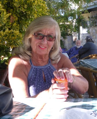 Mum enjoying her can of coffee on holiday with Dad in Cyprus. Love you lots mum, miss you forever xx