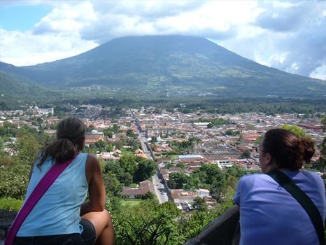 Lisa and I contemplating the view of Antigua Guatemala