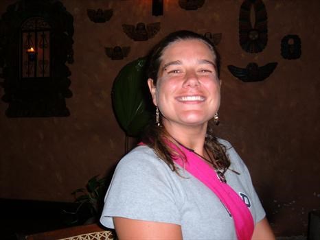 Lisa Being Lisa at Las Palmas, our favorite resturante in Antigua Guatemala