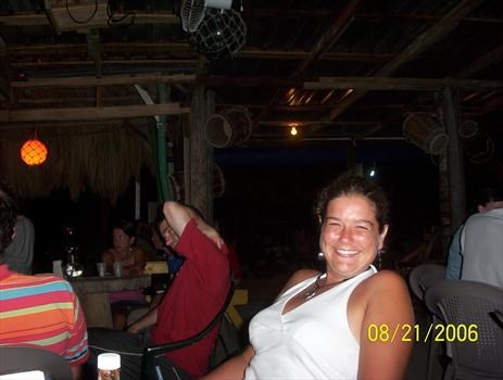 lisa enjoying the evening in Caye Caulker Belize