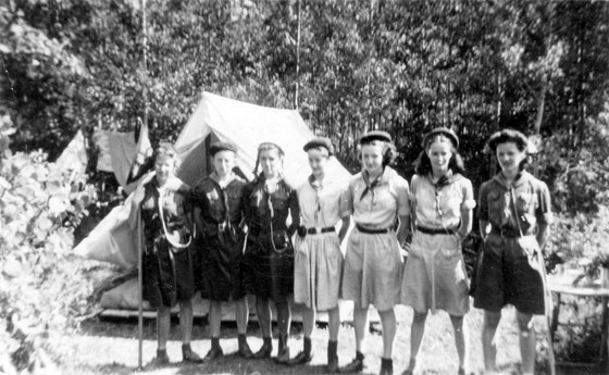 Guides Camp incl Marguerite & Therese & Agnes Bernuy, July 1945