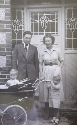 Dad and Mum A family at home with Jono & Michael at Sunningdale road 1956