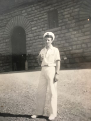 Handsome as ever!! Dad in his Navy whites in Malta, 1947 ??