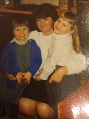 Mum in her childminding days  Lauren and Katie 