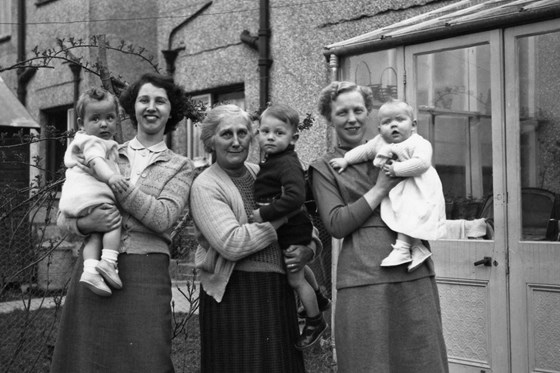 Grandma Davis with Mary, sister-in-law Rosie and children