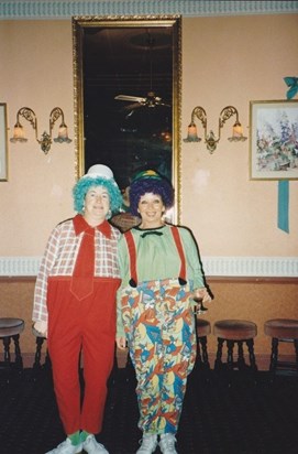 Clowning about at the Halifax Christmas party 1995, photo from Julie x