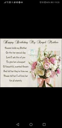 Happy heavenley birthday Mum, with all my love always and forever Anita xxxx 