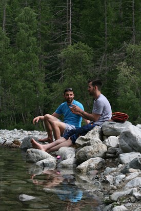 One of my favourite photos of us together, we had a rest day on our climbing trip and went down the the 'pool' to sit and chat. We had a lovely day of just catching up, I just wish I could remember what I was describing at that precise moment.