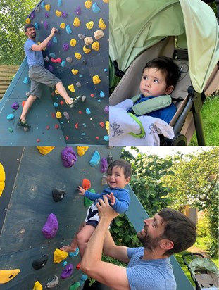 Indy's first climbing lesson? This was followed up with Paul's videos of Indy climbing on the furniture at home, encouraged by a very proud Dad.