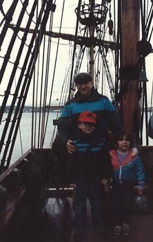 Dad with Colin & Melissa on a tall ship