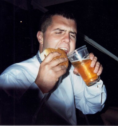 A snack at the graduation ball, Leeds, June 1996