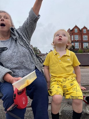 14th August. Wallasey promenade with his lovely nanny Gina 