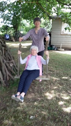 The swinging nineties, Mum at 90 always ready to have a go...